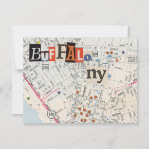 Buffalo NY Maps Collage Postcard 35 Postkarte