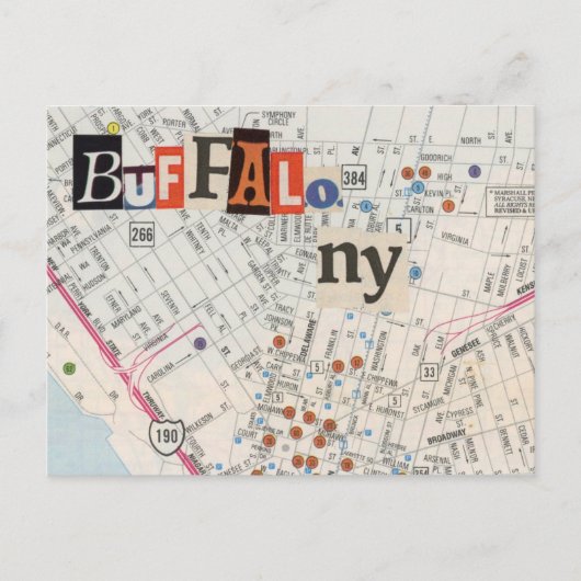 Buffalo NY Maps Collage Postcard 35 Postkarte (Vorderseite)