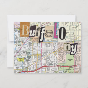 Buffalo NY Maps Collage Postcard Postkarte