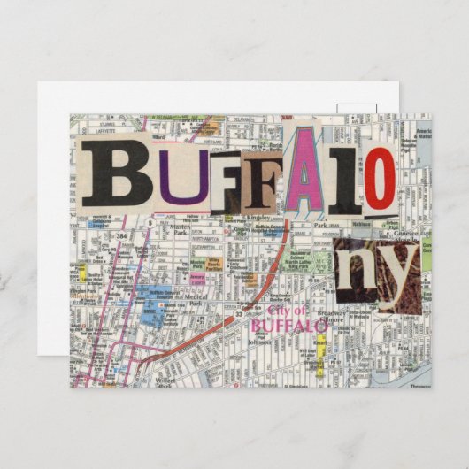 Buffalo NY Maps Collage Postkarte (Vorne/Hinten)