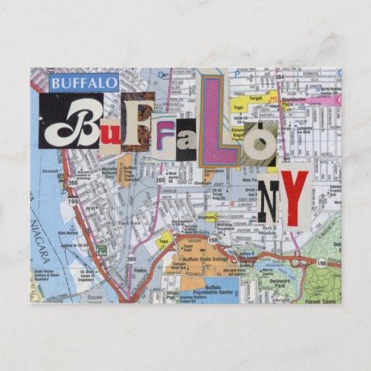 Buffalo NY Maps Collage Postkarte (Vorderseite)