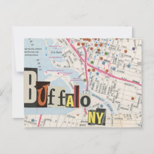 Buffalo NY Maps Collage Postkarte 36