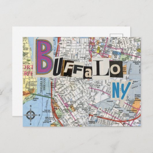 Buffalo NY Maps Collage Postkarte 37 (Vorne/Hinten)