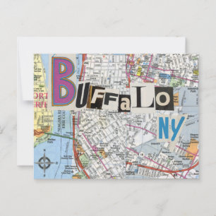 Buffalo NY Maps Collage Postkarte 37