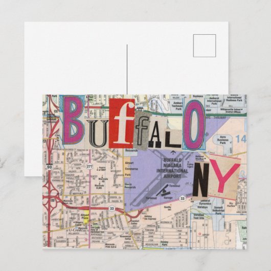 Buffalo NY Maps Collage Postkarte 38 (Vorne/Hinten)