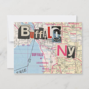Buffalo NY Maps Collage Postkarte 39