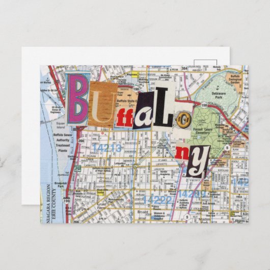 Buffalo NY Maps Collage Postkarte 40 (Vorne/Hinten)
