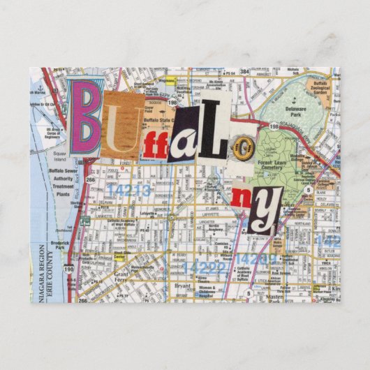 Buffalo NY Maps Collage Postkarte 40 (Vorderseite)
