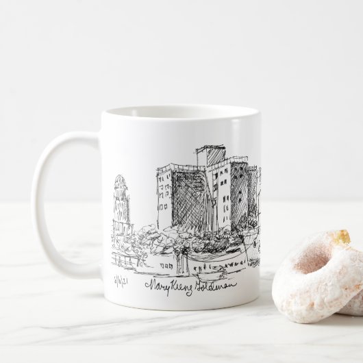 Buffalo NY Marine Drive Apartments Brutalist Coffe Kaffeetasse (Mit Donut)