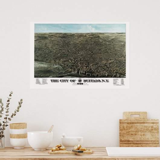 Buffalo, NY Panoramic Map - 1880 Poster (Küche)
