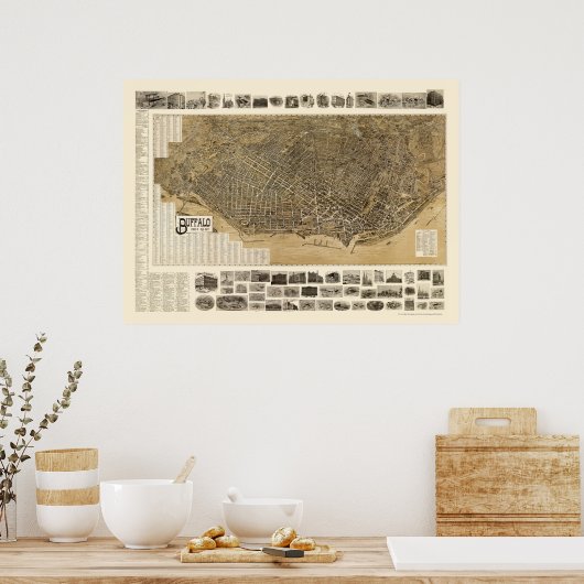Buffalo, NY Panoramic Map - 1902 Poster (Küche)