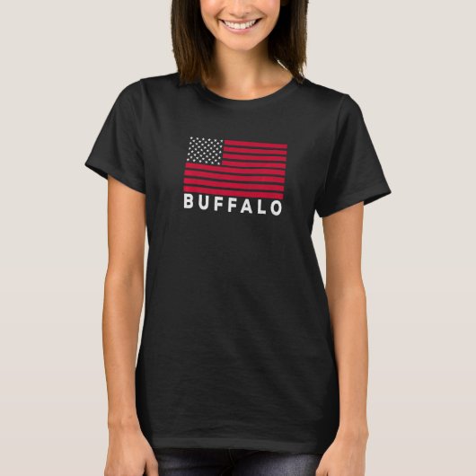 Buffalo NY USA Flag Buffalo Red White & Blue Buffa T-Shirt (Vorderseite)