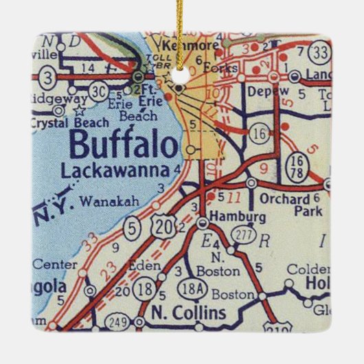 Buffalo NY Vintag Map Keramikornament (Rückseite)