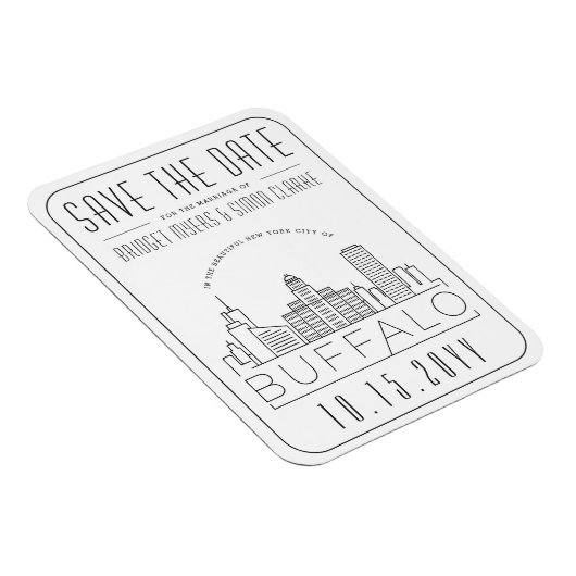 Buffalo NY Wedding Stylized Skyline Save the Date Magnet (Rechte Seite)