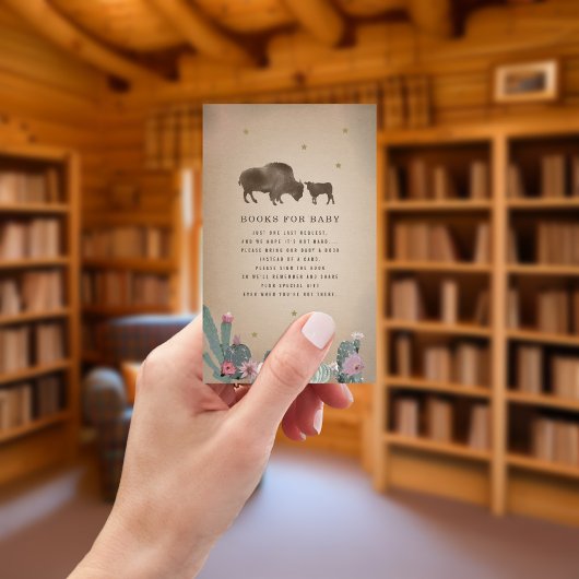 Buffalo Pink Cactus Girl Baby Shower Buchanfrage Begleitkarte