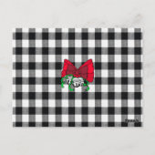 Buffalo Plaid and Red Bow Photo Christmas  Postkarte (Rückseite)