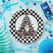Buffalo Plaid Black and White Christmas Pappteller (Party)