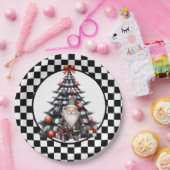 Buffalo Plaid Black and White Christmas Pappteller (Party)