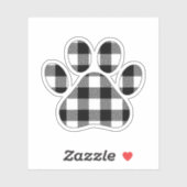 Buffalo Plaid Black and White Paw Print Aufkleber (Blatt)