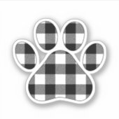 Buffalo Plaid Black and White Paw Print Aufkleber (Vorderseite)