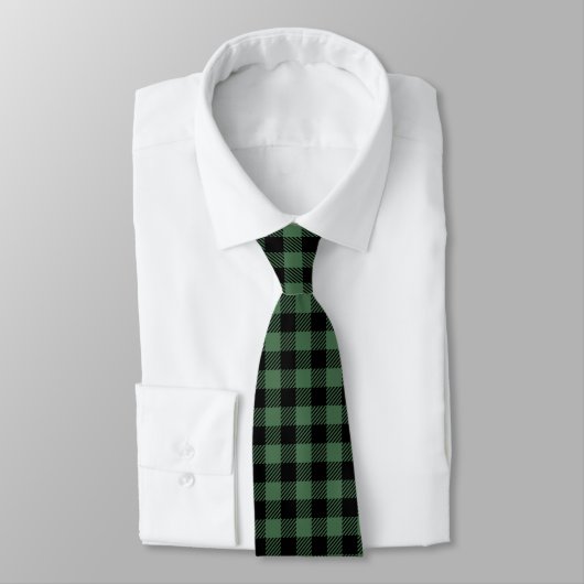 Buffalo Plaid Black Green Fall Krawatte (Gebunden)