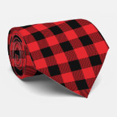 Buffalo Plaid Black Red Christmas Krawatte (Gerollt)