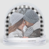 Buffalo Plaid Black White Fall Schneekugeln (Rückseite)