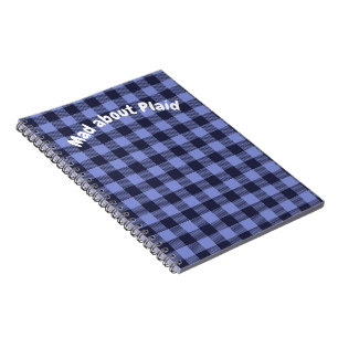 Buffalo Plaid Blau & Schwarz Monogramm Einfach Notizblock