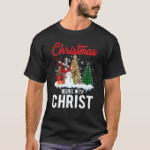 Buffalo Plaid Christian Jesus Christmas Begins Wit T-Shirt (Vorderseite)