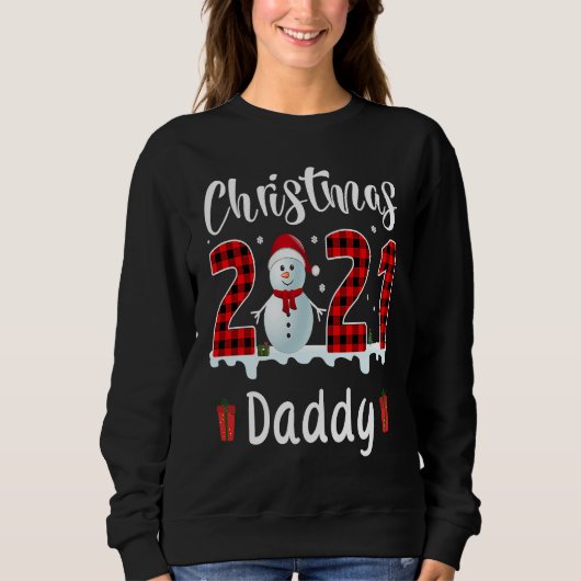 Buffalo Plaid Christmas 2021 Daddy Snowman Sweatshirt (Vorderseite)