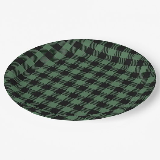 Buffalo Plaid Christmas Black Green Pappteller (Schrägansicht)