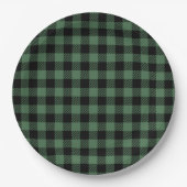 Buffalo Plaid Christmas Black Green Pappteller (Vorderseite)