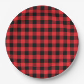 Buffalo Plaid Christmas Black Red Pappteller (Vorderseite)