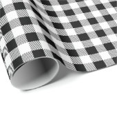 Buffalo Plaid Christmas Black White Geschenkpapier (Rolleneckpunkt)