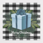 Buffalo Plaid Christmas Gift | Blue Holiday Etiketten (Design 2)