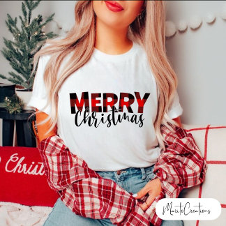 Buffalo Plaid Christmas, Merry Christmas Buffalo. T-Shirt