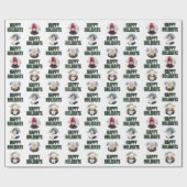 Buffalo Plaid Christmas Photo Collage Black Green Geschenkpapier (Flach)