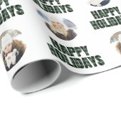 Buffalo Plaid Christmas Photo Collage Black Green Geschenkpapier (Rolleneckpunkt)