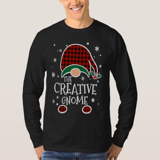 Buffalo Plaid Creative Gnome Christmas Family Mat T-Shirt (Vorderseite)