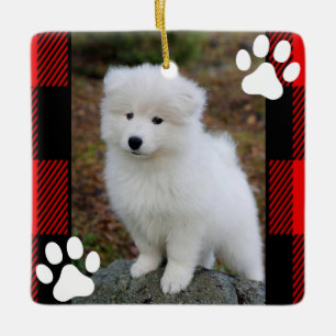 Buffalo Plaid Custom Dog Pet Photo Keramikornament