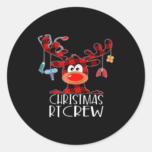Buffalo Plaid Deer Christmas Rt Crew Resratory The Runder Aufkleber (Vorderseite)