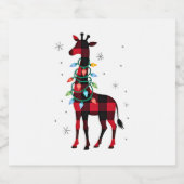 Buffalo Plaid Familien-Passende Giraffe Weihnachte Schaumweinetikett (Einzelnes Label)