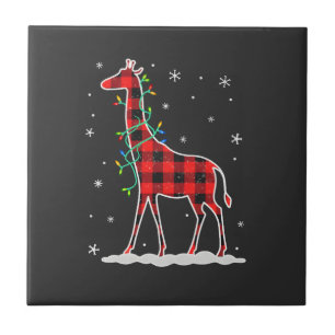 Buffalo Plaid Familienpassende Giraffe Weihnachten Fliese