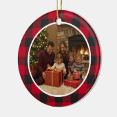 Buffalo Plaid Family Christmas Keramik Ornament (Links)