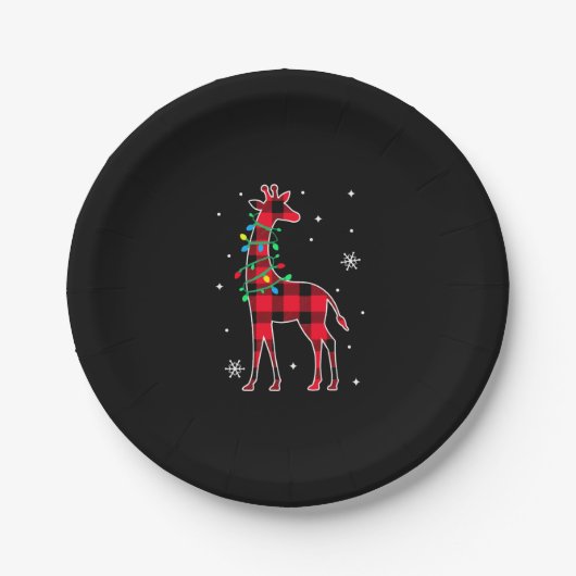 Buffalo Plaid Family Matching Giraffe Christmas Pa Pappteller (Vorderseite)