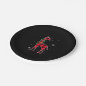 Buffalo Plaid Family Matching Giraffe Christmas Pa Pappteller (Schrägansicht)
