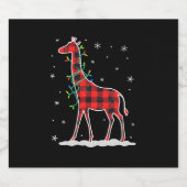 Buffalo Plaid Family Matching Giraffe Christmas Pa Schaumweinetikett (Einzelnes Label)