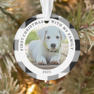 Buffalo Plaid First Christmas Photo Ornament