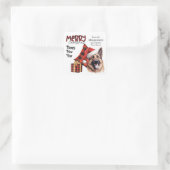 Buffalo Plaid German Shepherd Dog Christmas Quadratischer Aufkleber (Tasche)