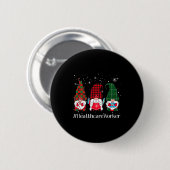 Buffalo Plaid Gnome Healthcare Worker Nurse Christ Button (Vorne & Hinten)